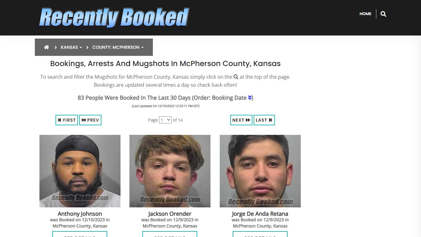 Bookings, Arrests and Mugshots in McPherson County, Kansas